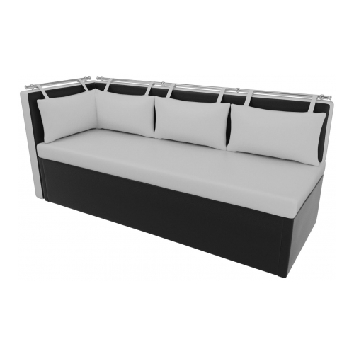 Кухонный диван Mebelico Метро с углом экокожа белый-черный левый