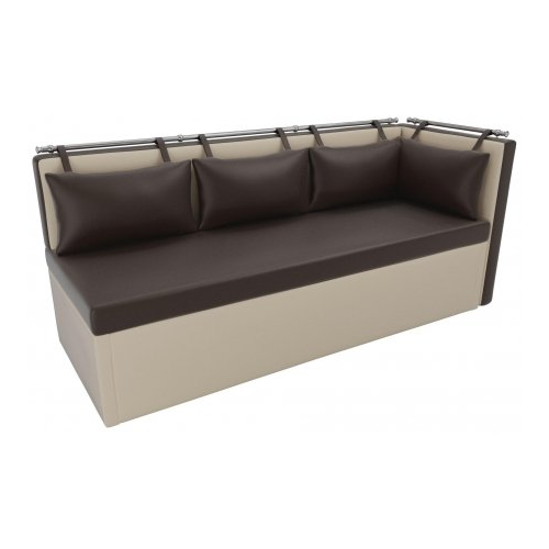 Кухонный диван Mebelico Метро с углом экокожа коричнево-бежевый правый
