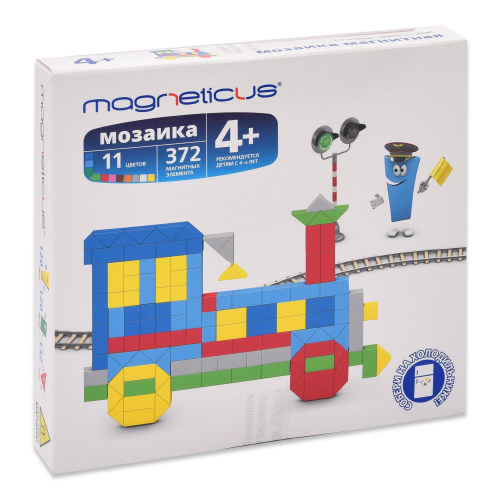MAGNETICUS Мозаика магнитная Миди. Поезд, 372 элемента, 11 цветов