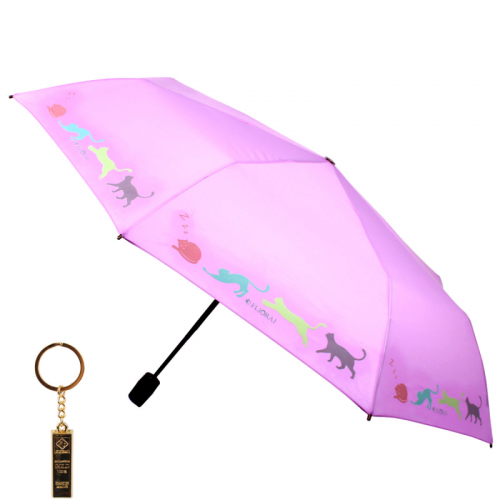 Комплект брелок+зонт складной женский автоматический Flioraj 21053 FJ фиолетовый