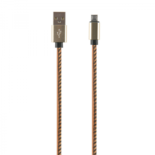 Кабель Red Line USB - micro USB, 2 метра, экокожа, Brown