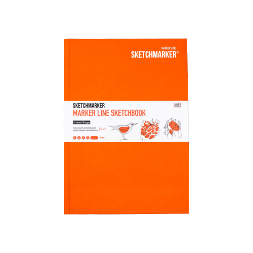 Скетчбук SKETCHMARKER MARKER LINE 160г/м.кв 176х250мм 44л твердая обложка цвет оранжевый