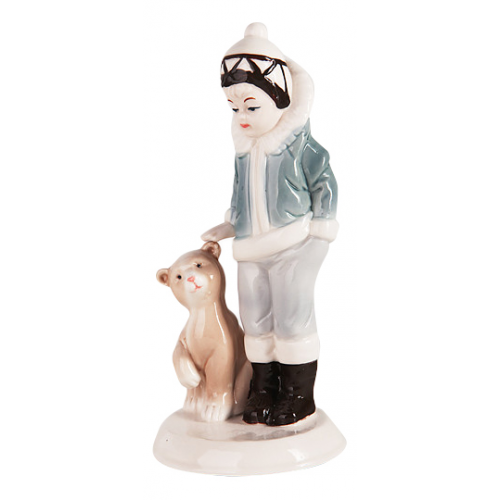 Керамическая рождественская фигурка Девочка с медведем 18,5 см Snowmen Е92355