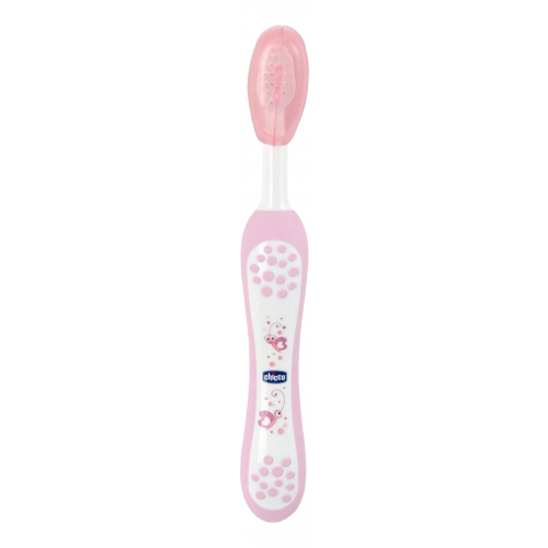 Зубная щётка Chicco детская с эргономичной ручкой 6мес+ розовая