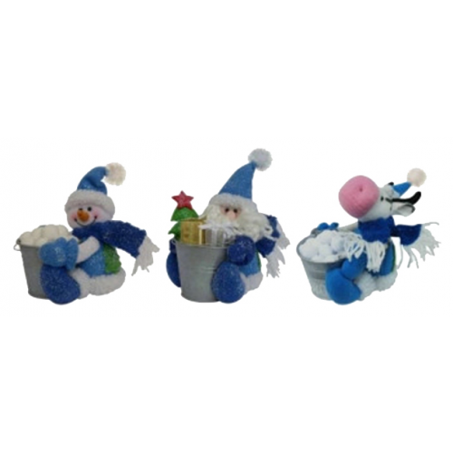 Игрушка новогодняя Snowmen Новогодняя мягкая игрушка с ведерком Е80722 18 см