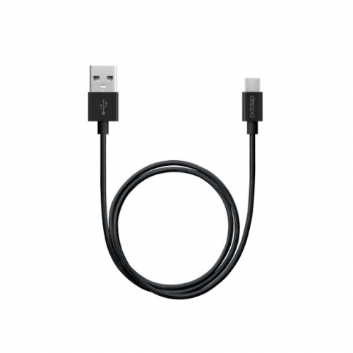 Дата-кабель USB - micro USB, алюминий/нейлон, 1,2м, черный, Deppa