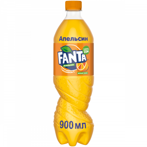 Напиток безалкогольный сильногазированный Fanta апельсин с витамином С пластик 0.9 л