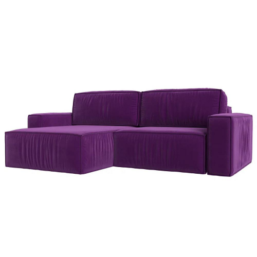 Угловой диван Прага классик левый угол, микровельвет, фиолетовый Браво 116778L