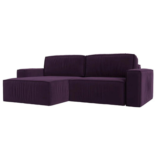 Угловой диван Прага классик левый угол, велюр, фиолетовый Браво 116768L