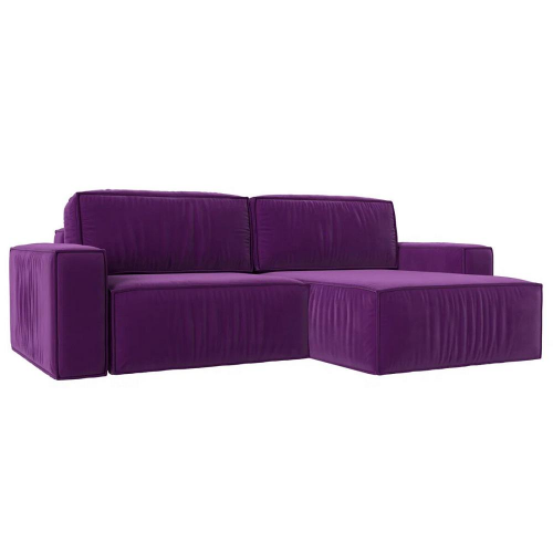 Угловой диван Прага классик правый угол, микровельвет, фиолетовый Браво 116778