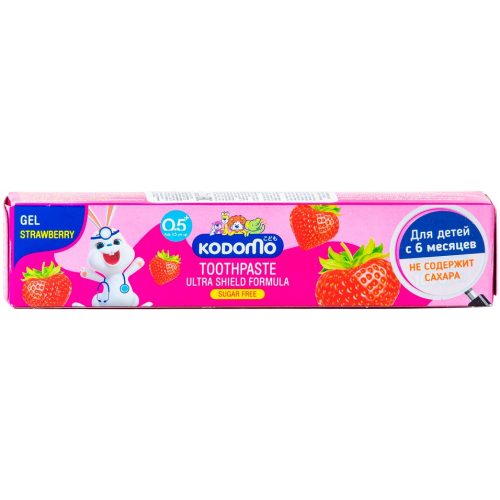 Паста зубная гелевая Lion Thailand Kodomo с ароматом клубники для детей с 6 месяцев 40г