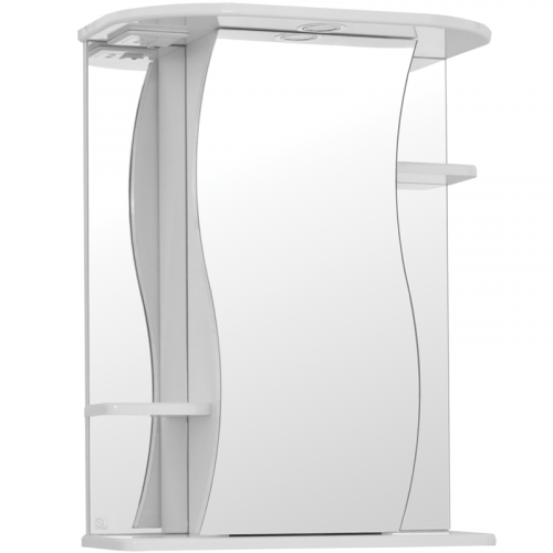 Зеркальный шкаф Style Line Эко волна Лилия 55 С с подсветкой Белый глянец ЛС-00000119