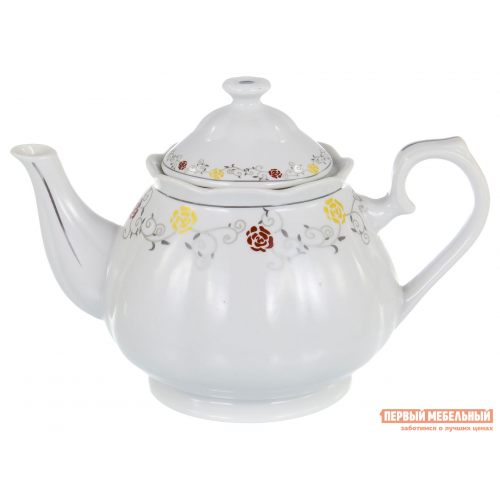Заварочный чайник Алиот Белый с рисунком, фарфор
