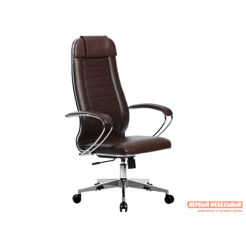 Кресло руководителя МЕТТА-29/подл.107/осн.004 Темно-коричневый, экокожа перфорированная
