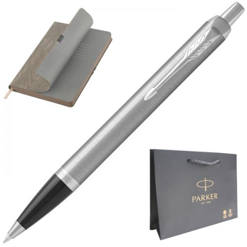 Набор: ручка шариковая parker im essential k319, brushed metal ct + ежедневник, недатированный, а5, бежевый