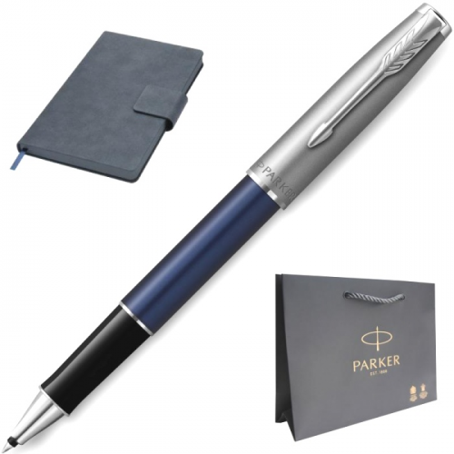 Набор: ручка-роллер parker sonnet t546, blue ct + ежедневник, недатированный, а5, синий