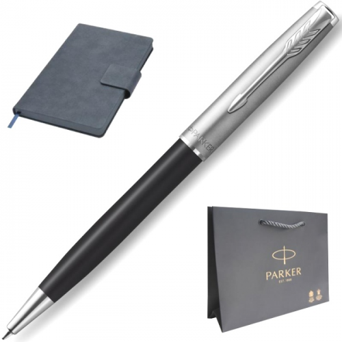 Набор: ручка шариковая parker sonnet k546, black ct + ежедневник, недатированный, а5, синий