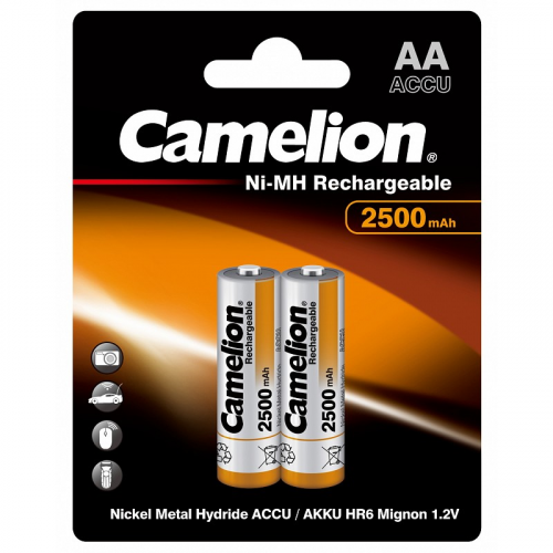 Camelion AA-2500mAh Ni-Mh BL-2 (NH-AA2500BP2, аккумулятор,1.2В) (упак. 2 шт.), цена за 1 упак