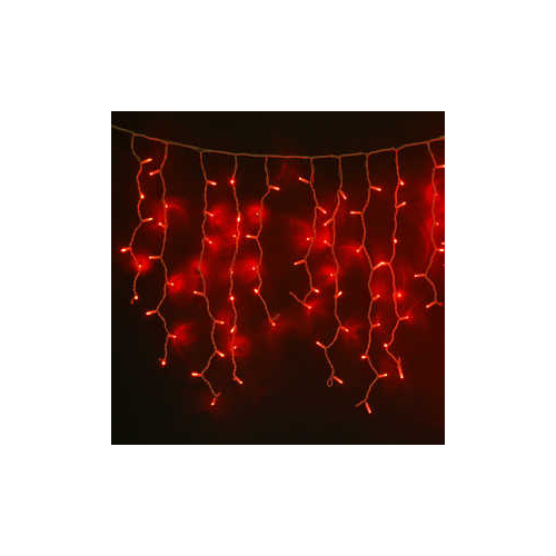 Light Светодиодная бахрома красная 3,1x0,5 прозрачный провод.(мерц.)