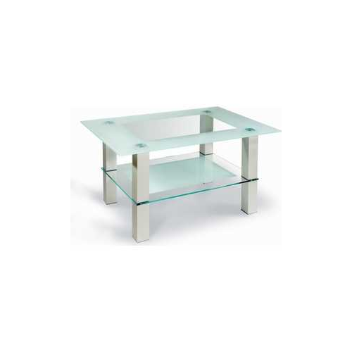 Стол журнальный Мебелик Кристалл 2 алюминий/прозрачное