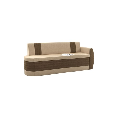 Кухонный диван АртМебель Токио ОД микровельвет бежево-коричневый правый