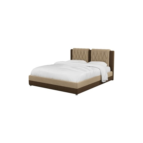 Интерьерная кровать Мебелико Камилла микровельвет бежево-коричневый
