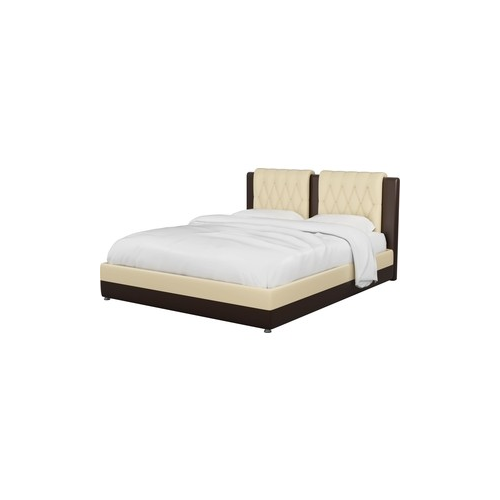 Интерьерная кровать АртМебель Камилла эко-кожа бежево-коричневый