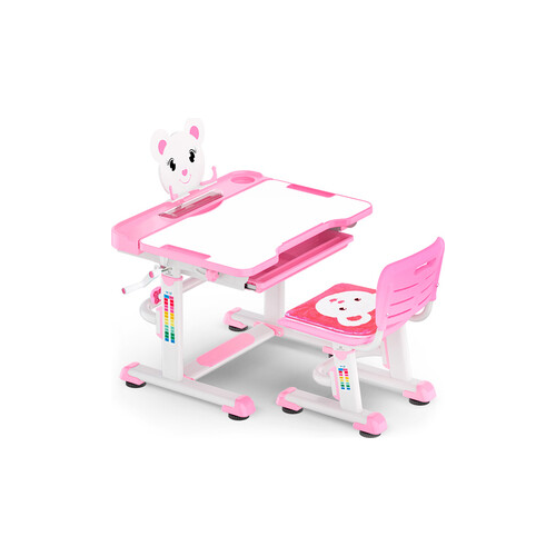 Комплект мебели (столик + стульчик) Mealux BD-04 XL Teddy pink столешница белая/пластик розовый