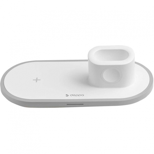Беспроводная зарядная станция Deppa 3 в 1 для IPhone, Apple Watch, Airpods белая 24006