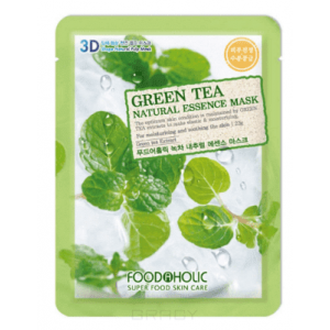 FoodaHolic, Natural Essence Mask Green Tea Тканевая маска для лица 3D с экстрактом зеленого чая, 23 мл