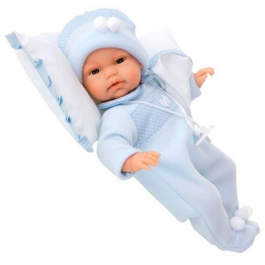 Munecas Antonio Juan 7020B Кукла-младенец Пол в голубом, озвученная, мягконабивная 34 см