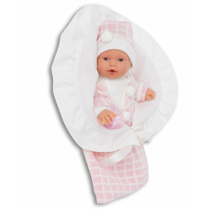 Munecas Antonio Juan Кукла-младенец Бланка в розовом, плачущая мягконабивная 27 см