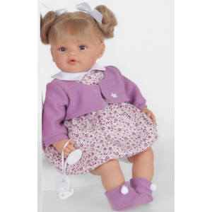 Munecas Antonio Juan Кукла-малыш Дора в фиолетовом, мягконабивная, плачущая 42 см