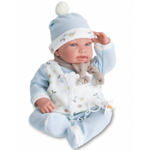 Munecas Antonio Juan Кукла-младенец Камилло в голубом, озвученная, мягконабивная 40 см