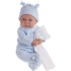 Munecas Antonio Juan Кукла-младенец Нико в голубом, озвученная, мягконабивная 40 см