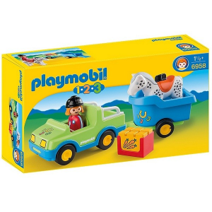 Конструктор Playmobil 1.2.3 Автомобиль с коневозкой 6958pm