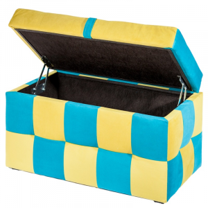 PUFF Банкетка Детская 4625 ткань голубая и желтая 700х430х380