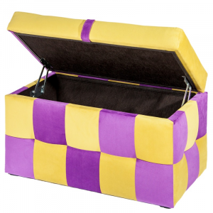 PUFF Банкетка Детская 4626 ткань фиолетовая и желтая 700х430х380