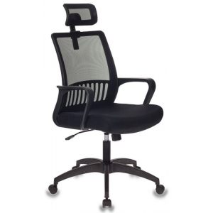 Кресло Бюрократ MC-201-H черная сетка, сиденье черное подголовни