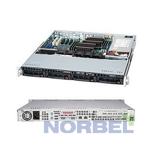 Корпус серверный 1U Supermicro CSE-813MTQ-600CB (4x3.5 HS Bays, 4xSATA/SAS port, DVD-opt 12x10 ATX, 1xFH, 600W Hi-Eff