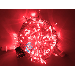 Rich LED RL-S10C-24V-T/R Уличная светодиодная гирлянда Нить 10 м, красный, пост свечение, провод прозрачный