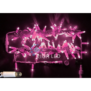 Rich LED RL-S10C-220V-CW/P Уличная светодиодная гирлянда Нить 10 м, розовый, пост свечение, провод белый