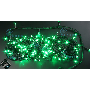 Rich LED RL-T20C2-B/G Уличная светодиодная гирлянда Нить 20 м, зеленый, 8 режимов, провод черный
