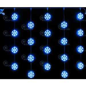 Rich LED RL-CMSF2*2-T/B Уличный светодиодный Занавес 2x2 м, синий, пост свечение, провод прозрачный