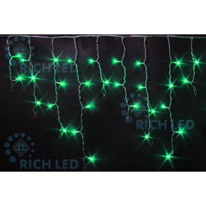 Rich LED RL-i3*0.5-T/G Уличная светодиодная Бахрома 3x0.5 м, зеленый, пост свечение, провод прозрачный