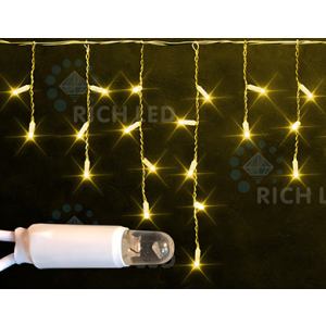 Rich LED RL-i3*0.5-RW/Y Уличная светодиодная Бахрома 3x0.5 м, желтый, пост свечение, провод резиновый белый
