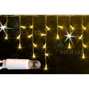 Rich LED RL-i3*0.5F-RW/Y Уличная светодиодная Бахрома 3x0.5 м, желтый, мерцание, провод резиновый белый