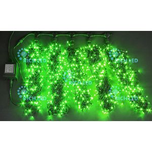 Rich LED RL-S5*20-B/G Уличная светодиодная гирлянда Спайдер, 5 нитей по 20 м, зеленый, пост свечение, провод черный