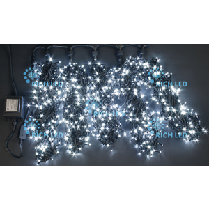 Rich LED RL-S5*20-B/W Уличная светодиодная гирлянда Спайдер, 5 нитей по 20 м, белый, пост свечение, провод черный