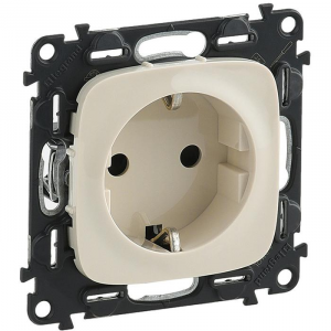 Механизм розетки Legrand Valena Allure 753824 одноместный с заземлением и защитными шторками Слоновая кость